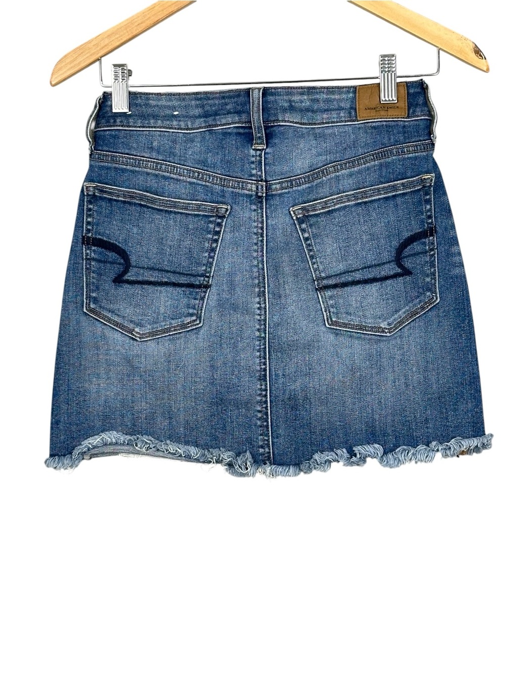 American Eagle Outfitters Super Stretch Womans Size 2 Skirt 5 Pockets Distressed - Picture 2 of 6